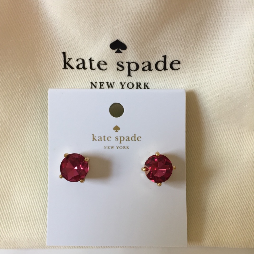 NWT KATE SPADE NEW YORK EARRINGS FUSCHIA  DUST BAG - Picture 3 of 5